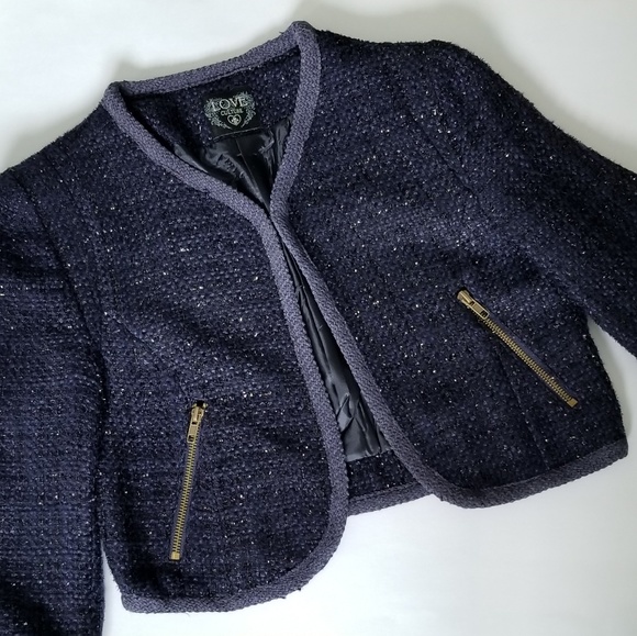 Love Culture Women's Blazer 3/4 Sleeve Blue Sz S - Picture 1 of 8